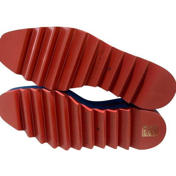 NEW Stella McCartney Logo Elyse White Platform Sneakers Size 8 Red Blue Soles - Picture 6 of 11